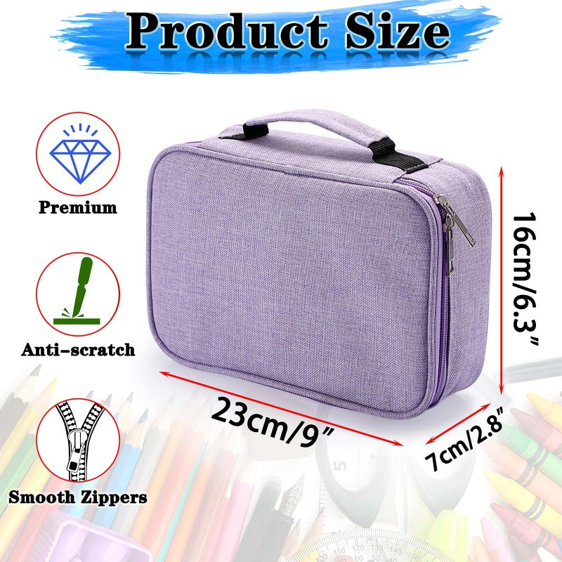BTSKYÂ® High Capacity Zipper Pens Pencil Case- Multi-Functional Stationery Pouch 72 Slots Colored Portable Pencil Bags With 2 Removable Sleeves(Purple) - Image 4
